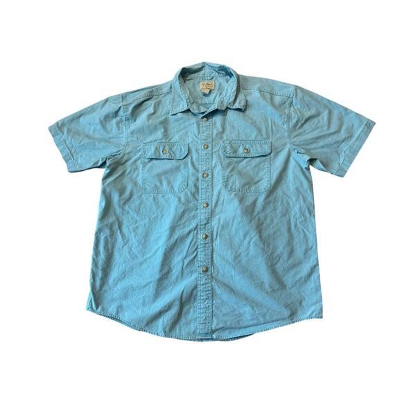 L.L. Bean Other - L.L. Bean Mens short sleeve shirt, size L, Traditional fit; Light Teal/Blue